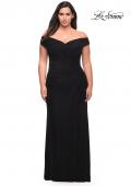 Picture of: Flattering Ruched Off the Shoulder Plus Size Dress in Black, Style: 29722, Detail Picture 12