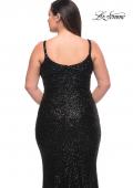 Picture of: V Neck Sequin Plus Size Long Gown in Black, Style: 29546, Detail Picture 13