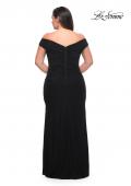 Picture of: Flattering Ruched Off the Shoulder Plus Size Dress in Black, Style: 29722, Detail Picture 14