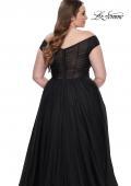 Picture of: A-Line Tulle Off the Shoulder Plus Size Dress with Slit in Black, Style: 32204, Detail Picture 16