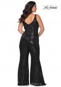 Picture of: Sequin Plus SIze Jumpsuit with Plunging Neckline in Black, Style: 29003, Back Picture