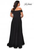 Picture of: Off The Shoulder Plus Size Dress with Leg Slit in Black, Style: 29007, Back Picture