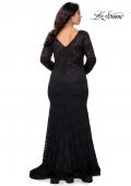 Picture of: Black Lace Curvy Prom Dress with Long Sleeves in Black, Style: 29017, Back Picture