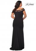 Picture of: Off The Shoulder Plus Size Gown with Sheer Neckline Detail in Black, Style: 29049, Back Picture