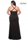Picture of: Elegant Jersey Gown with Ruffle Slit Detail in Black, Style: 29634, Back Picture