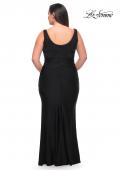 Picture of: Long Lace and Jersey Gown with Rhinestones in Black, Style: 29645, Back Picture