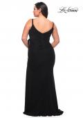 Picture of: Net Jersey Long Plus Dress with Tie Side in Black, Style: 29900, Back Picture