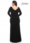 Picture of: Long Sleeve Jersey Plus Dress with Slit in Black, Style: 30071, Back Picture