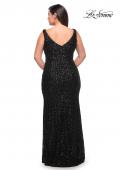 Picture of: Long Sequin Plus Size Dress with Banded Waist in Black, Style: 30182, Back Picture