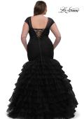 Picture of: Mermaid Curve Prom Dress with Ruffle Skirt in Black, Style: 32389, Back Picture