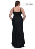 Picture of: Plus Size Prom Dress with Lace Corset Top and Jersey Skirt in Black, Style: 32449, Back Picture