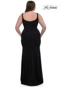 Picture of: Modified Square Neckline Plus Size Dress with Ruching in Black, Style: 33005, Back Picture