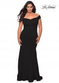Picture of: Off the Shoulder Plus Size Jersey Prom Dress in Black, Style: 28963, Detail Picture 1