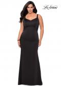 Picture of: Floor Length Black Jersey Plus Size Prom Dress in Black, Style: 28964, Detail Picture 1