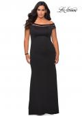 Picture of: Off The Shoulder Plus Size Gown with Sheer Neckline Detail in Black, Style: 29049, Detail Picture 1