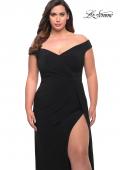 Picture of: Simple Plus Size Jersey Off the Shoulder Dress in Black, Style: 29474, Detail Picture 1