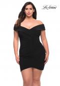 Picture of: Plus Size Short Jersey Off the Shoulder Dress in Black, Style: 29521, Detail Picture 1