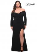 Picture of: Long Sleeve Off the Shoulder Plus Size Gown in Black, Style: 29530, Detail Picture 1