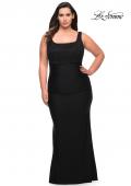 Picture of: Long Lace and Jersey Gown with Rhinestones in Black, Style: 29645, Detail Picture 1
