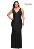 Picture of: Jersey Plus Gown with Jeweled Bodice and V Neckline in Black, Style: 29751, Detail Picture 1