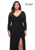 Picture of: Long Sleeve Jersey Plus Dress with Slit in Black, Style: 30071, Detail Picture 1