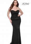 Picture of: Strapless Ruched Stretch Satin Plus Size Dress in Black, Style: 32157, Detail Picture 1