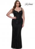 Picture of: Rhinestone Fishnet Plus Size Dress with Bustier Top in Black, Style: 32189, Detail Picture 1