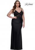 Picture of: Long Plus Size Jersey Dress with Illusion Lace Bodice in Black, Style: 32226, Detail Picture 1