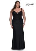 Picture of: Plus Size Prom Dress with Lace Corset Top and Jersey Skirt in Black, Style: 32449, Detail Picture 1