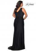 Picture of: Curvy Jersey Prom Dress with Ruching and Slit in Black, Style: 29024, Detail Picture 2