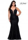 Picture of: Neon Plus SIze Prom Dress with Lace Up Back in Black, Style: 29052, Detail Picture 2