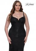 Picture of: Rhinestone Fishnet Plus Size Dress with Bustier Top in Black, Style: 32189, Detail Picture 2