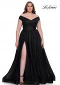 Picture of: A-Line Tulle Off the Shoulder Plus Size Dress with Slit in Black, Style: 32204, Detail Picture 2