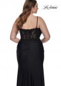 Picture of: Long Plus Size Jersey Dress with Illusion Lace Bodice in Black, Style: 32226, Detail Picture 2