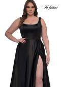 Picture of: A-line Satin Plus Prom Dress with Rhinestone Neckline in Black, Style: 33026, Detail Picture 2