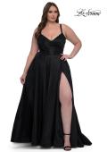Picture of: Simple A-line Mikado Plus Dress with Slit in Black, Style: 33075, Detail Picture 2