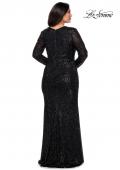 Picture of: Long Sleeve Sequin Plus Size Prom Dress with Slit in Black, Style: 28880, Detail Picture 3
