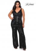 Picture of: Sequin Plus SIze Jumpsuit with Plunging Neckline in Black, Style: 29003, Detail Picture 3