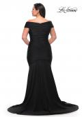 Picture of: Off the Shoulder Ruched Plus Size Gown with Train in Black, Style: 29132, Detail Picture 3