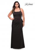 Picture of: Elegant Jersey Gown with Ruffle Slit Detail in Black, Style: 29634, Detail Picture 3