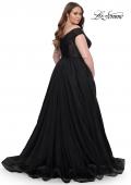 Picture of: A-Line Tulle Off the Shoulder Plus Size Dress with Slit in Black, Style: 32204, Detail Picture 3