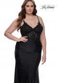 Picture of: Long Plus Size Jersey Dress with Illusion Lace Bodice in Black, Style: 32226, Detail Picture 3