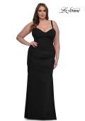 Picture of: Corset Net Jersey Plus Size Dress with V Neck in Black, Style: 32402, Detail Picture 3