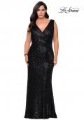 Picture of: Long Sequin Plus Size Prom Gown with V-Neck in Black, Style: 28770, Detail Picture 4