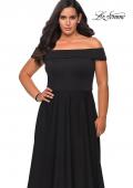 Picture of: Off The Shoulder Plus Size Dress with Leg Slit in Black, Style: 29007, Detail Picture 4