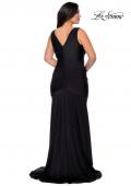 Picture of: Neon Plus Size Jersey Dress with Faux Wrap Bodice in Black, Style: 29016, Detail Picture 4