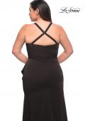 Picture of: Elegant Jersey Gown with Ruffle Slit Detail in Black, Style: 29634, Detail Picture 4