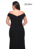 Picture of: Flattering Ruched Off the Shoulder Plus Size Dress in Black, Style: 29722, Detail Picture 4