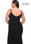 Picture of: Net Jersey Long Plus Dress with Tie Side in Black, Style: 29900, Detail Picture 4