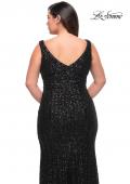 Picture of: Long Sequin Plus Size Dress with Banded Waist in Black, Style: 30182, Detail Picture 4
